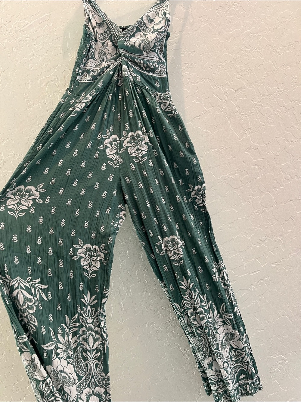 NWOT SZ L Angie Green Floral Sleeveless Maxi Jumper
